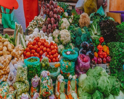 healthy fresh vegetables and fruits in a local Mexican market